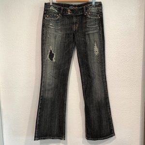 Miss Me Boot Cut Jeans #JP412782 Gray Distressed W34" x L33.5" Womens Size 31